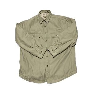 Woolrich Jacket Mens Large Tan Canvas Fleece Lined Workwear Chore Outdoors